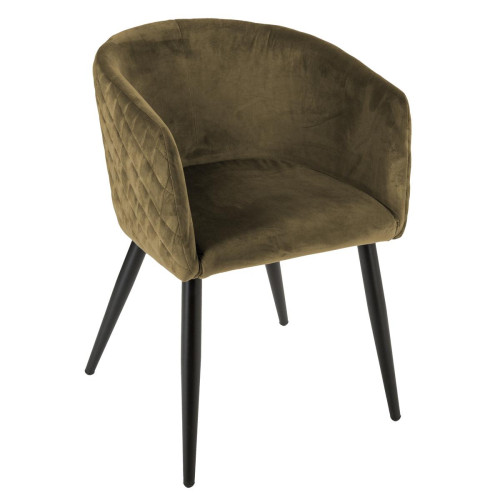 Fauteuil "Marlo" vert kaki en velours 3S. x Home  - Pouf et fauteuil design