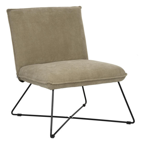 Fauteuil "Moana" bois et métal beige 3S. x Home  - Pouf et fauteuil design
