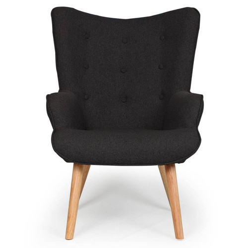 Fauteuil scandinave + pouf Tissu Noir Lylou - 3S. x Home - 3s x home fauteuil