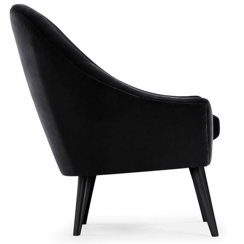 Fauteuil scandinave Velours Noir Dakota - 3S. x Home - Pouf et fauteuil design