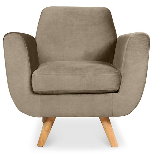 Fauteuil scandinave Velours Taupe Danube 3S. x Home  - Fauteuil velours design
