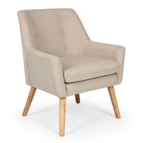 Fauteuil scandinave tissu Beige Gustav - 3S. x Home - Pouf et fauteuil design