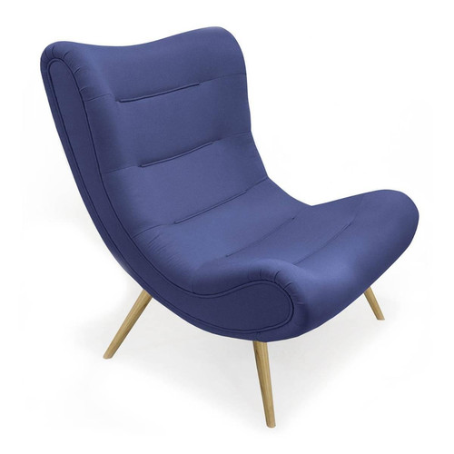 Fauteuil scandinave Tissu Bleu Romilly - 3S. x Home - Pouf et fauteuil design