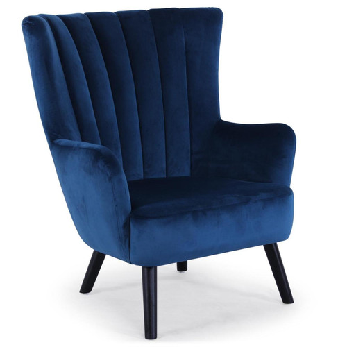 Fauteuil scandinave VIDAL en Velours Bleu - 3s x home fauteuil