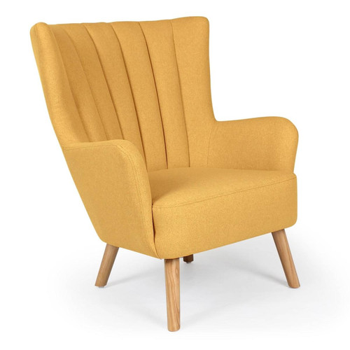 Fauteuil scandinave Tissu Jaune Vidal  - 3S. x Home - Pouf et fauteuil design
