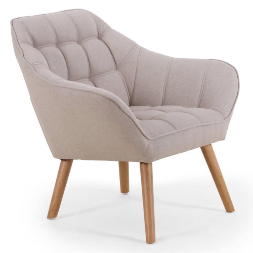 Fauteuil Scandinave Zentao Tissu Beige - 3S. x Home - Pouf et fauteuil design