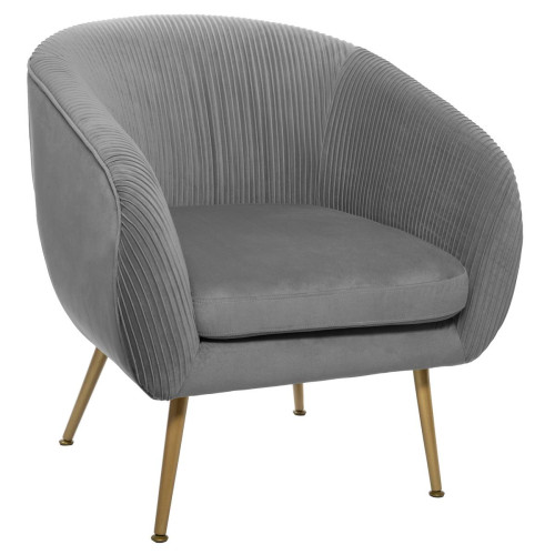 Fauteuil “Solaro” en velours gris 3S. x Home  - Pouf et fauteuil design