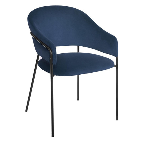 Fauteuil Velours Bleu Siron 3S. x Home  - Pouf et fauteuil design