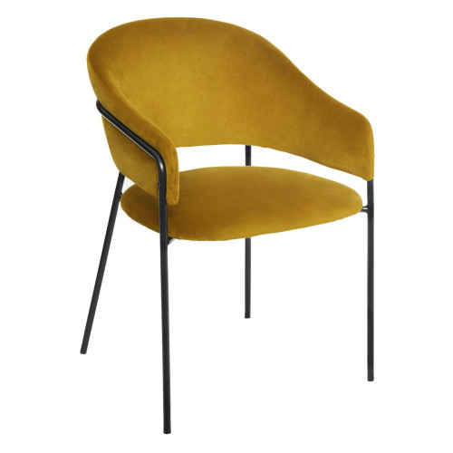 Fauteuil Velours Moutarde Siron 3S. x Home  - Pouf et fauteuil design
