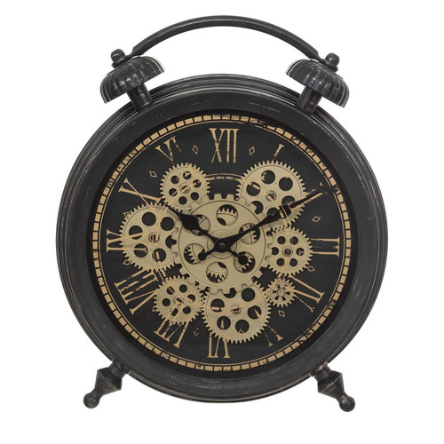 Horloge à poser mécanique en plastique H41cm 3S. x Home  - Horloge design noire