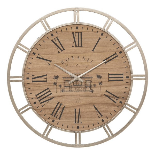 Horloge "Bota" métal et bois doré D70 cm