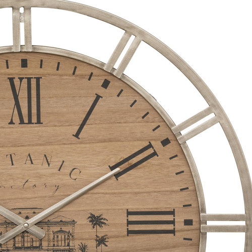 Horloge "Bota" métal et bois doré D70 cm