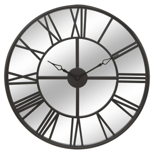 Horloge "Dario" verre et métal noir D70 cm