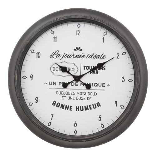 Horloge en plastique “Citation Liv” d60 noir et blanc - Horloge design noire