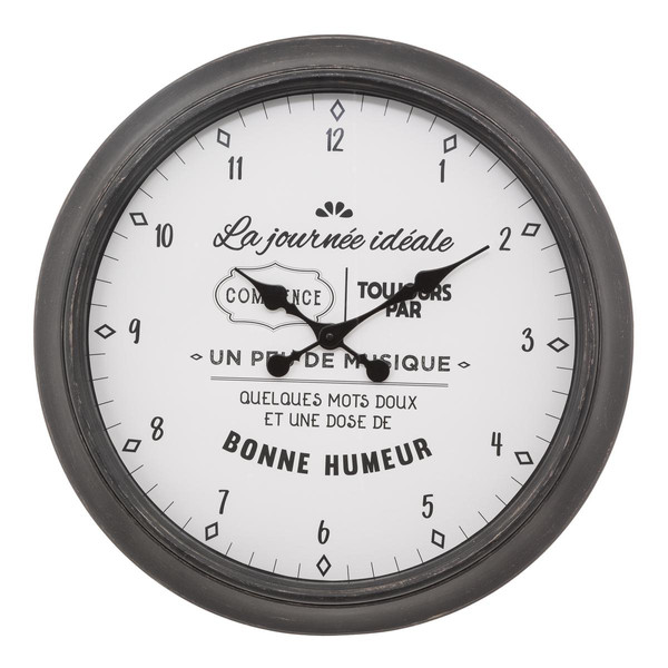 Horloge en plastique “Citation Liv” noir et blanc