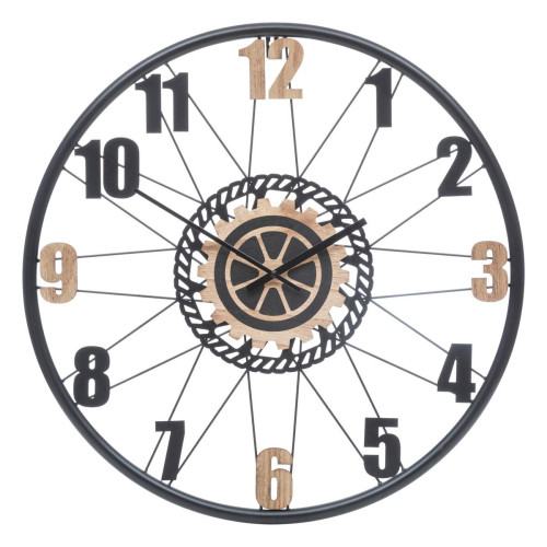 Horloge "Mohan" en bois & métal D65cm - Horloge design