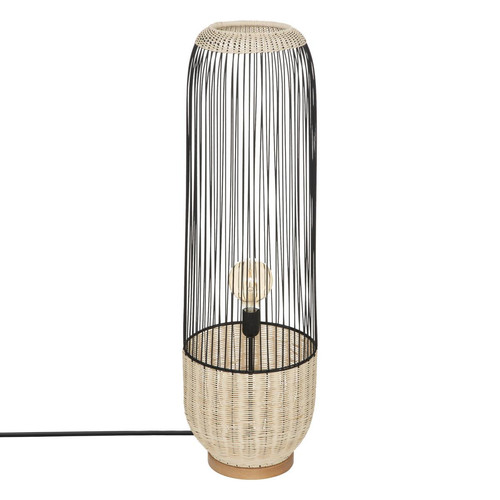 Lampadaire "Anea" métal et bois noir H95 cm 3S. x Home  - Lampe noire design