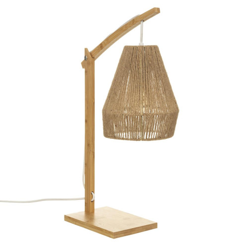 Lampe arc "Palm" naturel beige H55cm - Lampe bois design