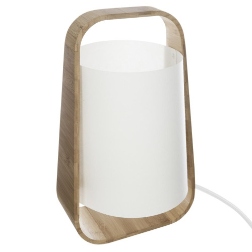 Lampe bambou et abat-jour plastique H35 3S. x Home  - Lampe a poser blanche