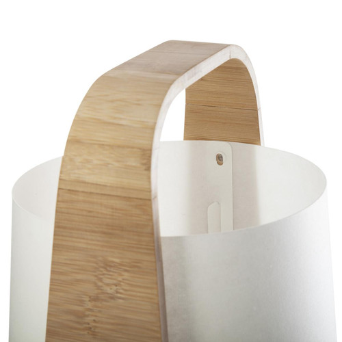 Lampe bambou et abat-jour plastique H35