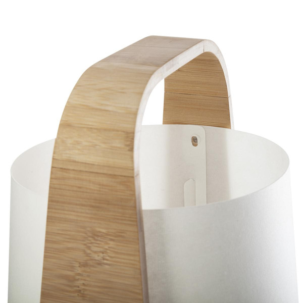 Lampe bambou et abat-jour plastique H35