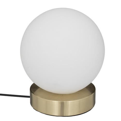 Lampe boule "Dris" verre et métal blanc H16 cm