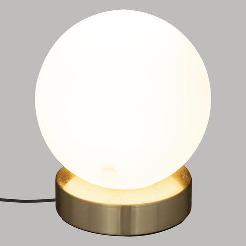 Lampe boule "Dris" verre et métal blanc H16 cm