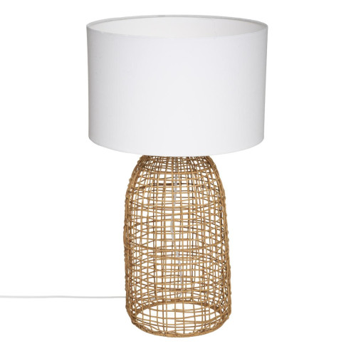 Lampe Cylindrique KARLA NAT H 56 - Lampe a poser blanche