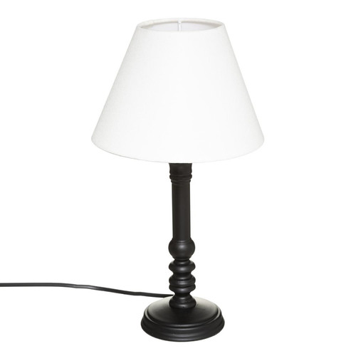 Lampe droite "Léo" H36cm, noir et blanc