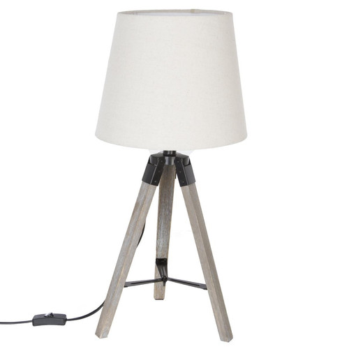 Lampe en bois à trépied lin - 3S. x Home - Lampe a poser design
