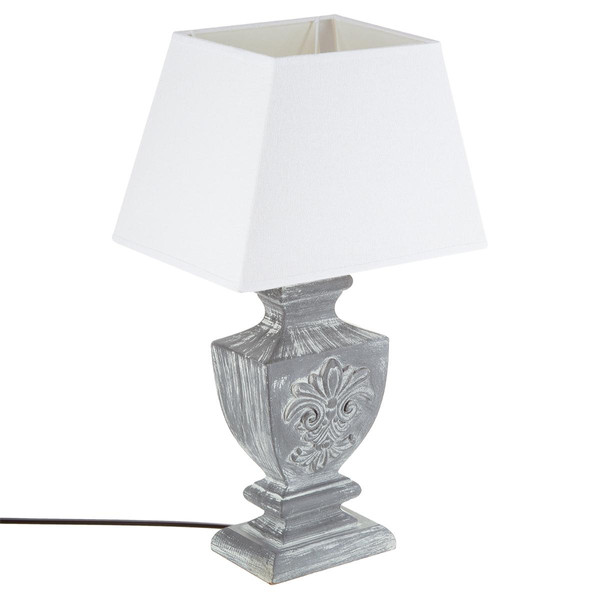 Lampe en bois patiné gris H50 cm