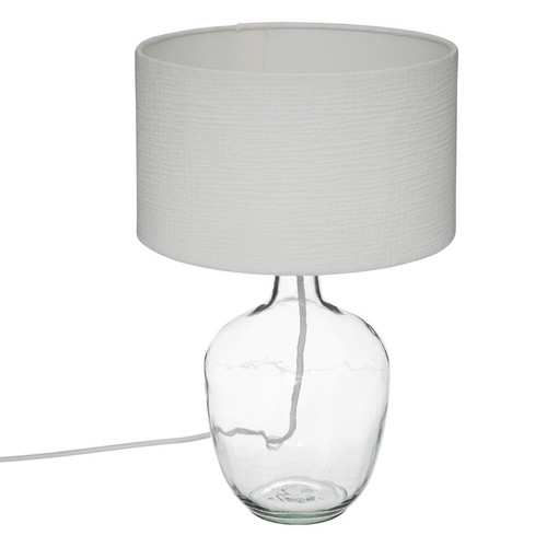 Lampe en coton H43,5cm blanc - 3S. x Home - Lampe a poser verre