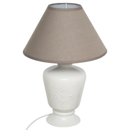 Lampe "Fango", blanc et taupe, céramique H40 cm