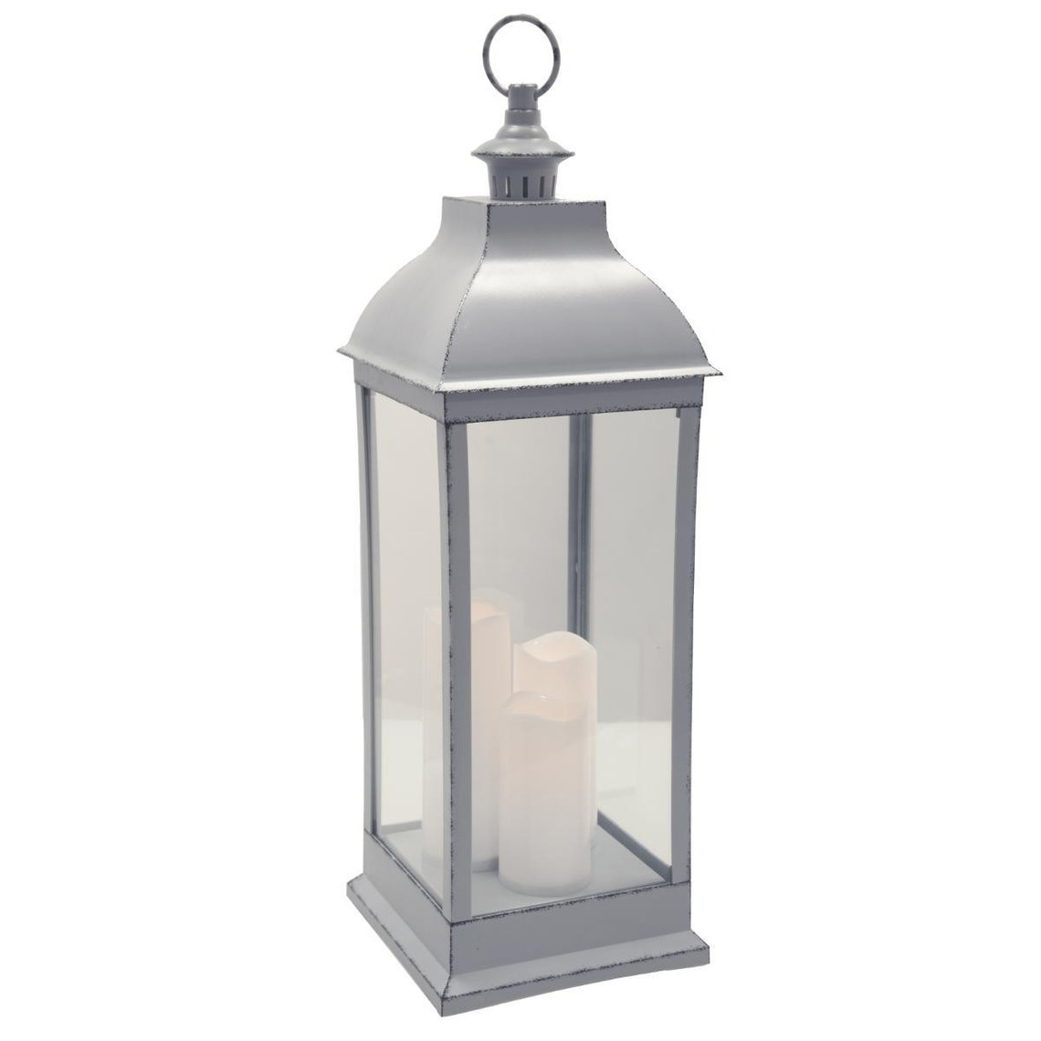 lanterne led antique grise h71 cm