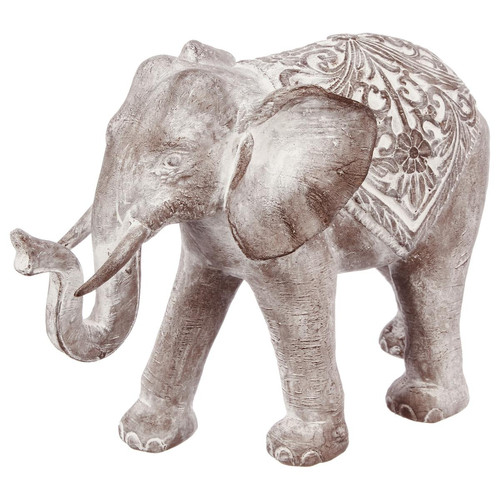 Éléphant blanchi en résine H30 - Edition ethnique