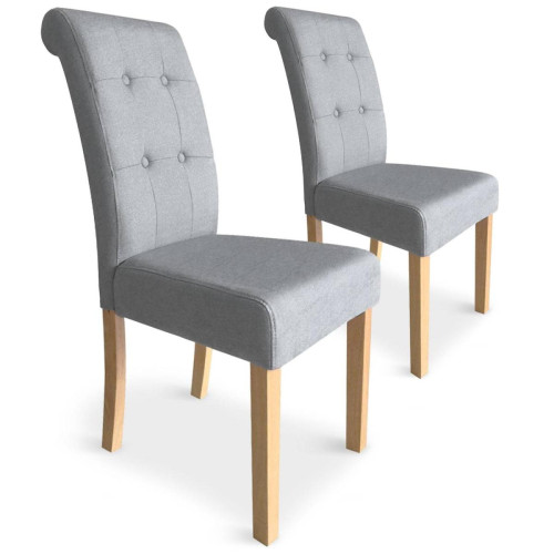 Lot de 2 chaises Adam Tissu Gris clair 3S. x Home  - Chaise tissu design