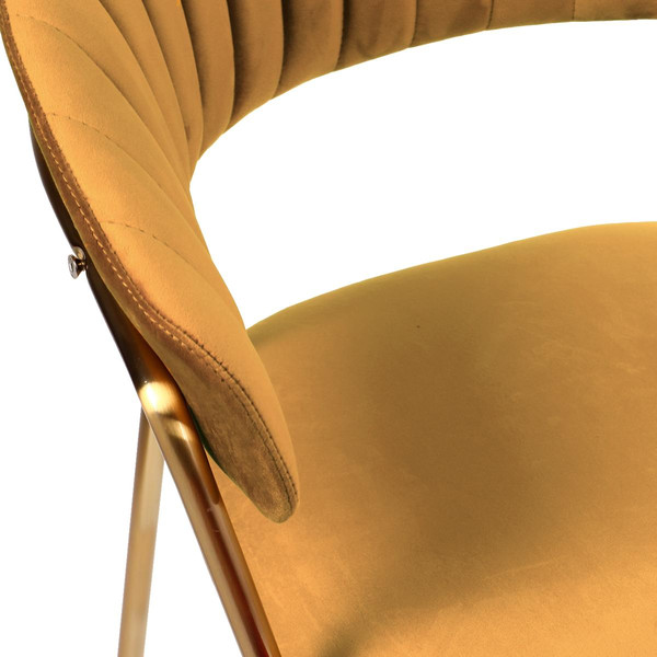 lot de 2 chaises avec accoudoirs en velours Moutarde et métal doré