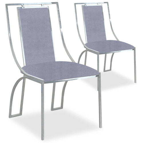 Lot de 2 chaises Catarina Velours Argent pieds Argent - 3S. x Home - 3s x home