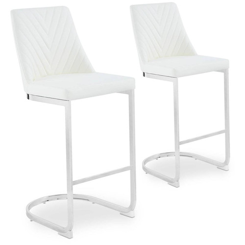 Lot de 2 chaises de bar design Mistigri Simili Blanc 3S. x Home  - Petit tabouret pas cher