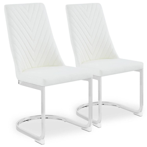 Lot de 2 chaises design Mistigri Simili Blanc 3S. x Home  - Petit tabouret blanc