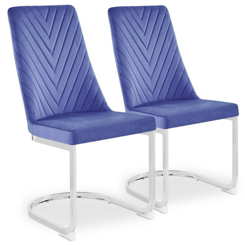 Lot de 2 chaises design Mistigri Velours Bleu 3S. x Home  - Chaise design et tabouret design