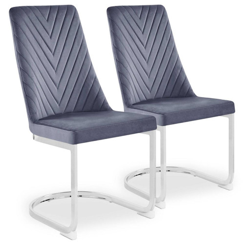Lot de 2 chaises design Mistigri Velours Gris - 3S. x Home - Chaise design et tabouret design