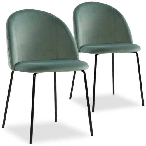 Lot de 2 chaises Velours Vert Didoc  - 3S. x Home - Chaise design et tabouret design
