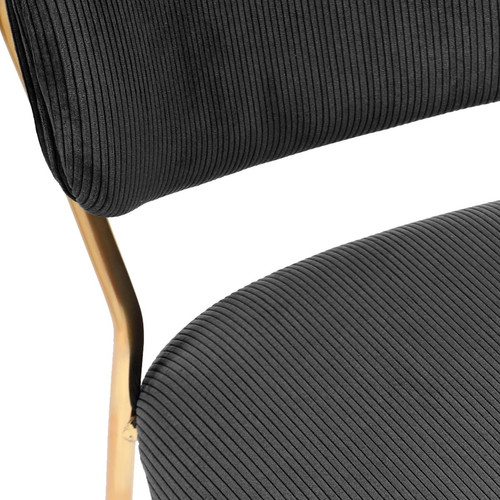lot de 2 chaises en tissu côtelé Carbone et métal doré brossé