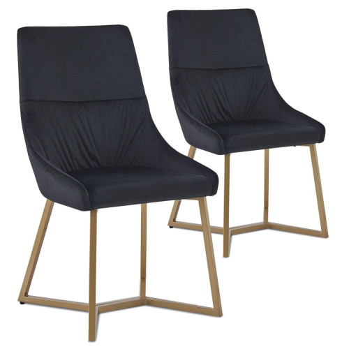 Lot de 2 chaises matelassées Foldie Velours Noir 3S. x Home  - Chaise design et tabouret design