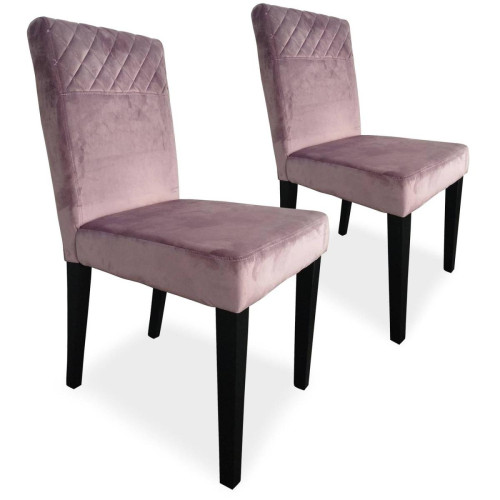 Lot de 2 chaises matelassées Milo Velours Rose - 3S. x Home - Chaise design et tabouret design