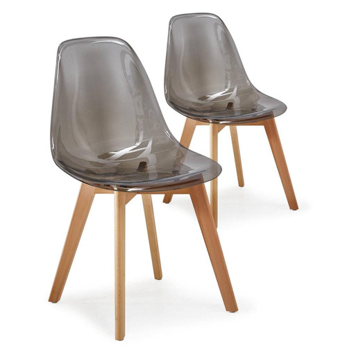 Lot de 2 chaises scandinaves Larry Plexi Fumé 3S. x Home  - Chaise design