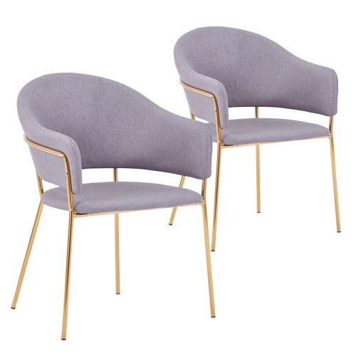 Lot de 2 chaises/fauteuils Ulrick Tissu Gris - 3S. x Home - Chaise design et tabouret design