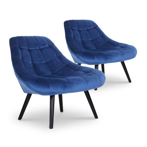 Lot de 2 fauteuils Danios Velours Bleu 3S. x Home  - Salon meuble deco