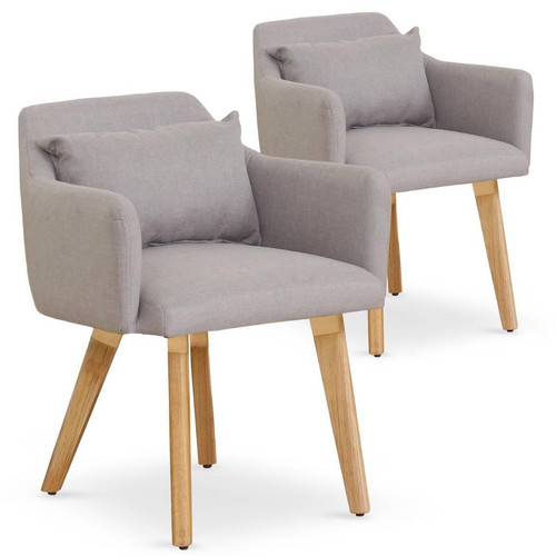 Lot de 2 fauteuils scandinaves Gybson Tissu Beige - Nouveautes deco design